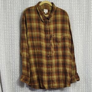 Vintage Earth-Tone Plaid Button-Down Shirt
